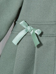 Double-Breasted Coat with Bow Detail