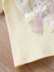 Elaborate Embroidery Cartoon Bunny Graphic Tees T-Shirt