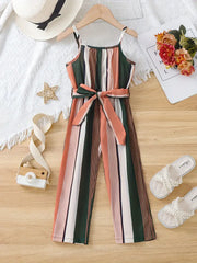 Jumpsuit with Geometric Color-Block Print And Belt