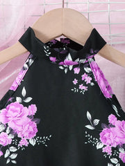 Floral Galter Top & Layered Hem Skirt & Hat