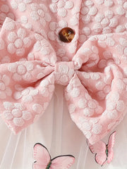 Floral Lace Dress with Ruffled Sleeves & Flared Skirt