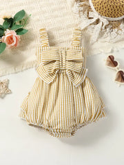 Infant Baby Cute Chic Striped Bow Cami Onesie Romper