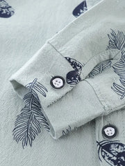 Long Sleeves and Trousers Full Print Suit with Buttons