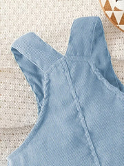 Solid Color Casual Corduroy Overalls