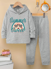 2pcs Hoodie And Pants,Letter Print Long Pants Set