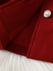 Soft Plush Bow Lapel Collar Jacket  Winter Coat