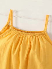 Casual Loose-fit Solid Sleeveless Spaghetti Strap Harem Pants