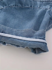 Pleated Ruffle Hem Tiered Skort Solid Color Skirt