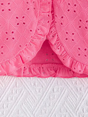2pcs Design with a Ruffled Edge Knitted Short-Sleeve Set