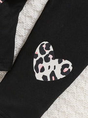 2pcs Autumn/Winter Bow Hoodie and Black Pants Set