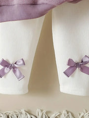 Baby Girl'S Long Sleeve Cute Bow Top + Pants 2pcs Set