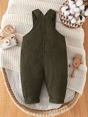 Solid Color Casual Corduroy Overalls