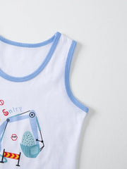 3-Pack Excavator Cartoon Universe Dinosaur Pattern Casual Tank Tops