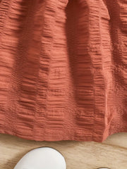 Bubble Sleeve Plain Color Dress with Cute Hat Two-piece Set