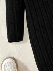 Solid Color Ruffled Sleeve Long Sleeve Dress with Bow Detail