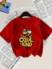 Short-Sleeve T-Shirt Cute And Cool Bee And Letter Print Cartoon Design