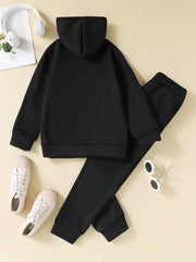 2pcs Long Sleeve Hooded Casual Smile Heart Print Polyester Set