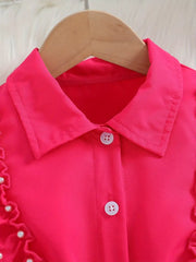 Ruffles Lapel Button Up Crop Shirt