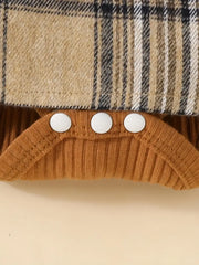 Long-Sleeve Plaid Ribbed Bow Tie Fashion College Style Dress + Headband Set