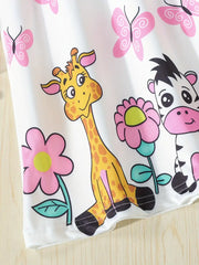 Adorable Cartoon Print Sleeveless Dress