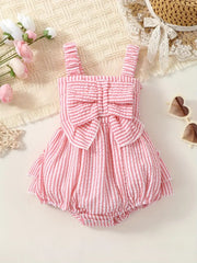 Infant Baby Cute Chic Striped Bow Cami Onesie Romper