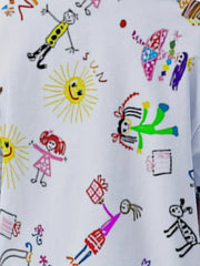 Short Sleeve Outfit for Outdoor Pink Graffiti Print Casual T-Shirt and Shorts Set