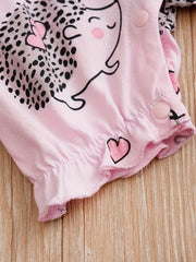 Hedgehog Print Flutter Sleeve Baby Girls Jumpsuit