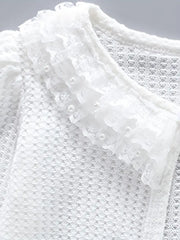 Lace Trim Knit Cardigan One Button Dress Cover-Up Jacket