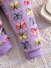 Adorable Butterfly Embossed Plush Pants