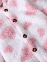 Autumn-Winter Heart Plush Hooded Long-Sleeve Bodysuit