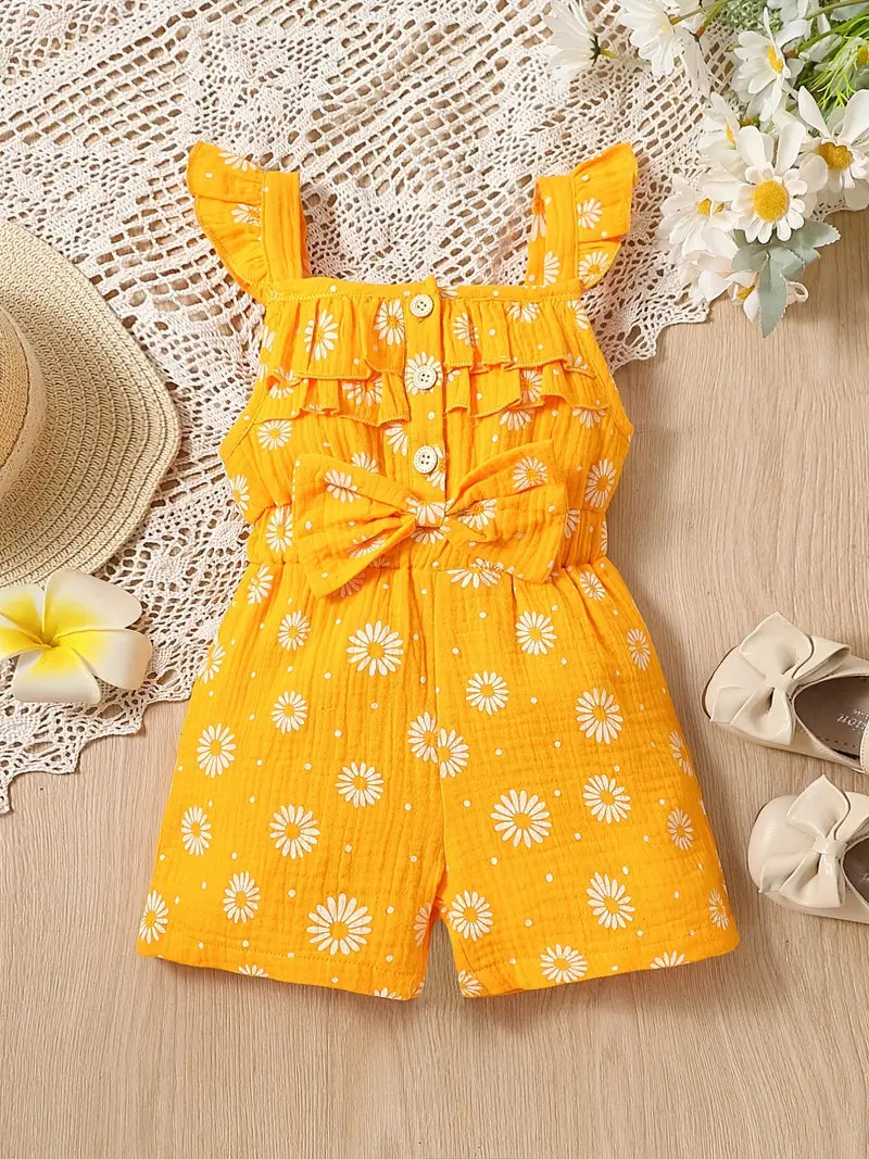 Casual Daisy Print  Summer Sleeveless Jumpsuit