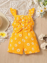 Casual Daisy Print  Summer Sleeveless Jumpsuit