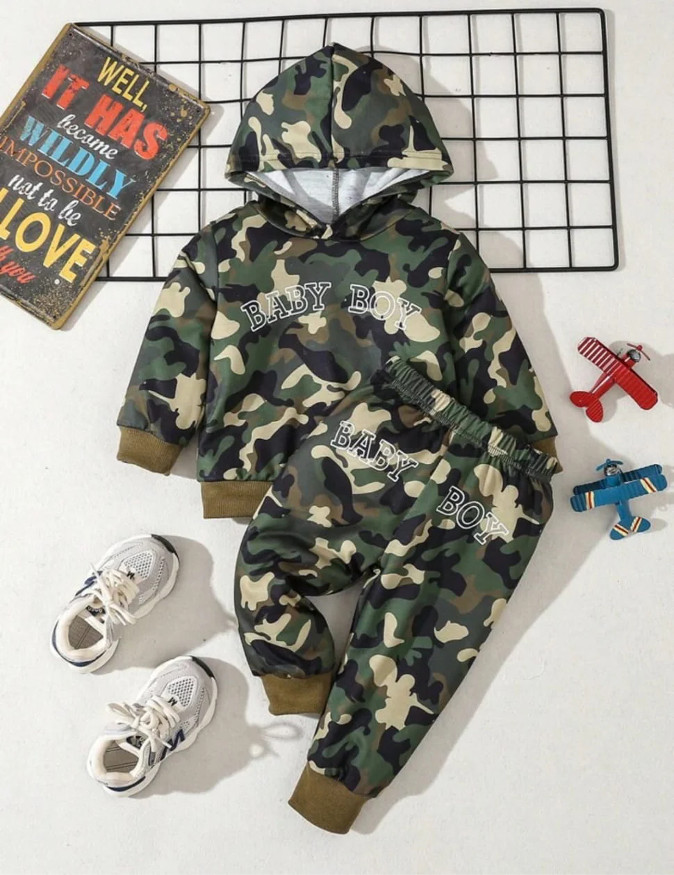 Casual Camouflage Ribbed Fleece Shirt & Trouser