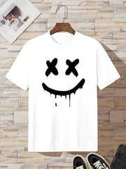 Casual Geometric Crew Neck T-Shirt Smile