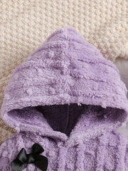 Bow Hooded Top and Trousers Two-Piece Combination Set