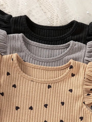 3pcs Basic Crew Neck Striped Vest