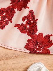 Short Sleeve Flower Print Tunic Casual & Elegant Dress