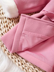 Soft Plush Bow Lapel Collar Jacket  Winter Coat