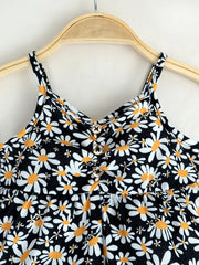 Summer Hip-Hop Ethnic Print Front and Middle Pleated Button Leggings