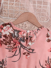 Summer Floral Print Sleeveless Pleated Dress with Belt
