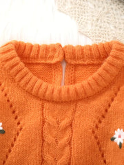 Floral Embroidered Knitted Romper