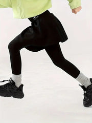 Stretchy Letter Print Skort Leggings Comfy Pants