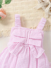 Infant Baby Cute Chic Striped Bow Cami Onesie Romper