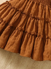 Casual Solid Color Medium Length with Tiered Ruffle Detail Fashion Sleeveless Dress
