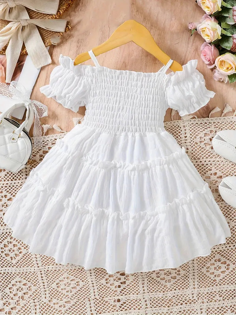 Suspender Dress with Bubble Sleeves and Bud Sleeves