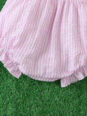 Bow Decor 2pcs Casual Summer Suit Sleeveless Ruffle Top and Ruffle Decorated Shorts