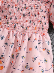 Floral Print Summer Jumpsuit with Puff Sleeves
