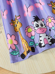Adorable Cartoon Print Sleeveless Dress
