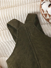 Solid Color Casual Corduroy Overalls