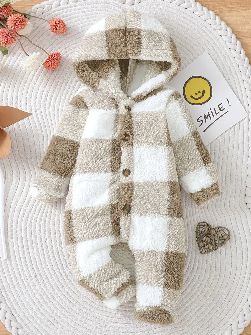 Whimsical Warmth Cozy Plaid Hooded Romper - FD 🚀